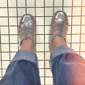 silver jelly sparkly shoes